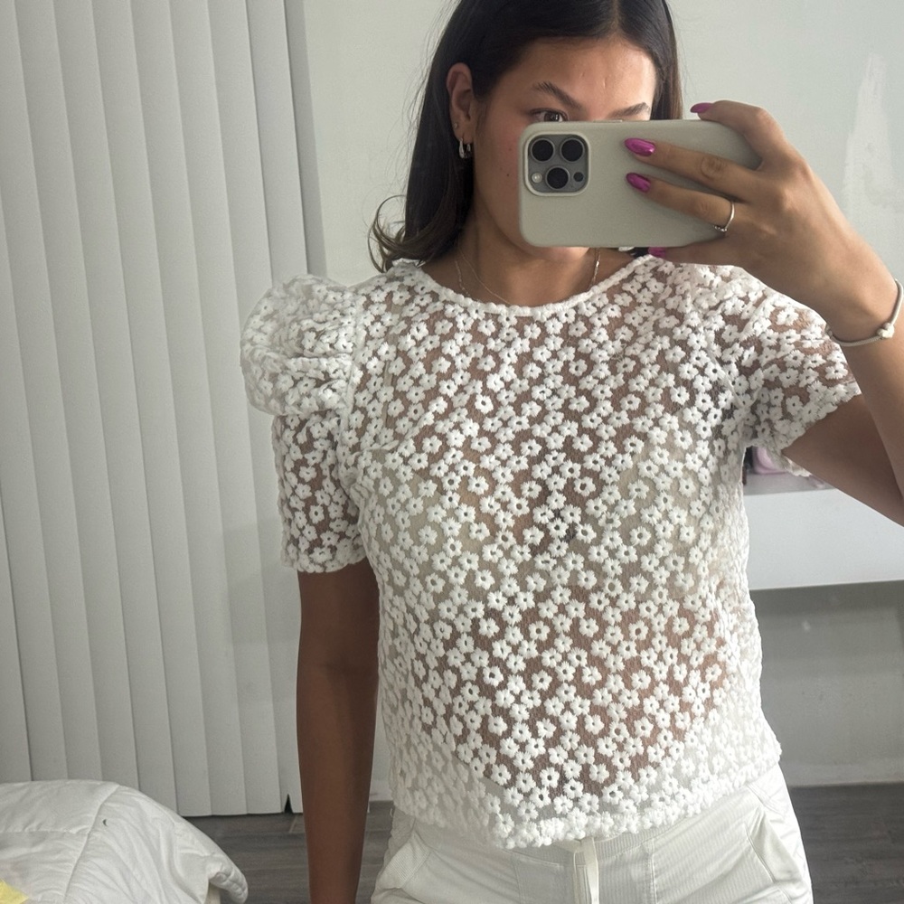 White Floral Lace Top